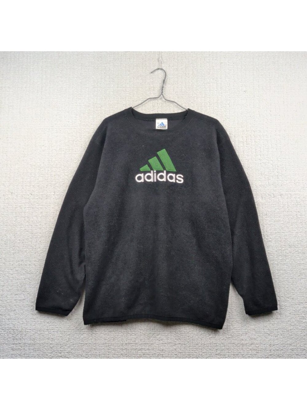Vintage 90s Adidas Fleece Crewneck Sweatshirt Mens Sz XL Black / Green Gorpcore